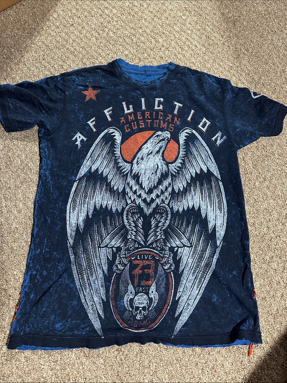 Affliction Navy Blue Eagle Graphic Short Sleeve Tee